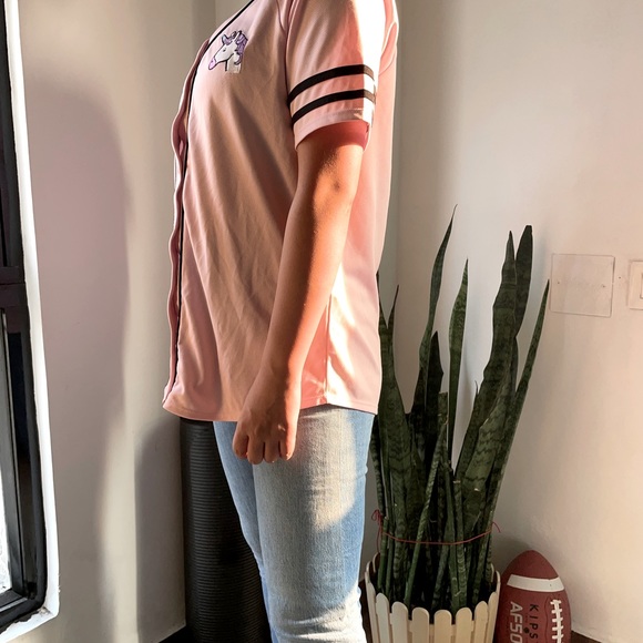 Forever21 Baby pink Baseball jersey,        Size:Small•fabric:Viscose,• - Picture 4 of 4